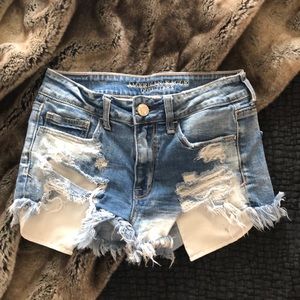 High rise distressed jean shorts
